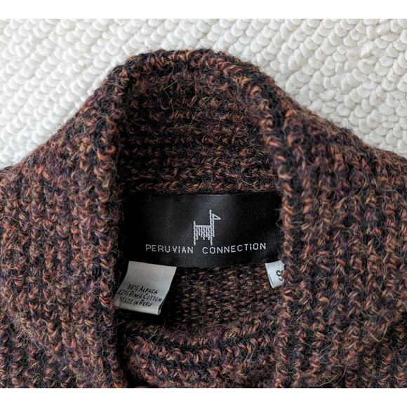 Peruvian Connection Brown Mock Neck Alpaca Sweater - Picture 2 of 4